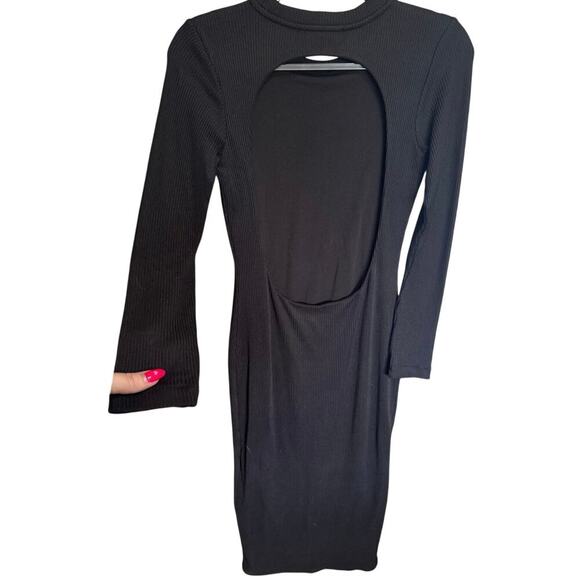 ALLSAINTS Molly Ribbed Open Back Long Sleeve Midi Dress Size 6 - Picture 6 of 13